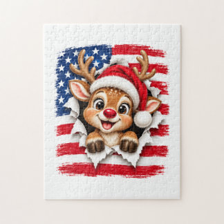 アメリカのクリスマスのトナカイ ジグソーパズル