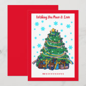 アメリカのクリスマスツリーにウクライナの国旗を飾る シーズンカード (正面/裏面)