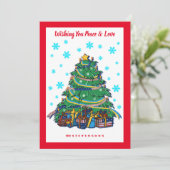 アメリカのクリスマスツリーにウクライナの国旗を飾る シーズンカード (スタンド正面)