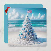 アメリカのクリスマスツリーオンビーチ シーズンカード (正面/裏面)