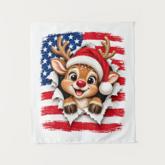 アメリカのクリスマストナカイ タペストリー