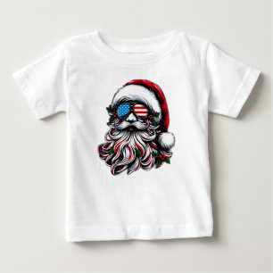 アメリカのクリスマス・サンタ ベビーTシャツ