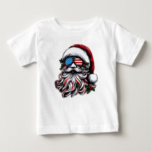 アメリカのクリスマス・サンタ ベビーTシャツ (正面)