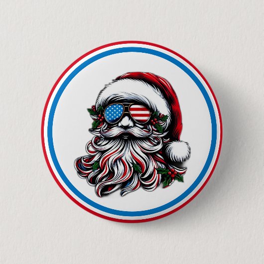 アメリカのクリスマス・サンタ 缶バッジ (正面)