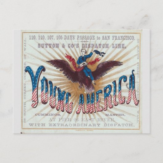 アメリカのクリッパー帆船 ポストカード (正面)