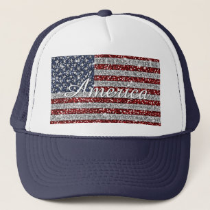 アメリカのクールで粋な旗の輝くでフェイクなグリッター キャップ