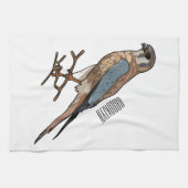 アメリカのケストレル鳥の漫画イラストレーション キッチンタオル (横)