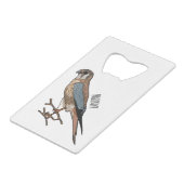 アメリカのケストレル鳥の漫画イラストレーション クレジットカード栓抜き (正面アングル)