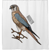 アメリカのケストレル鳥の漫画イラストレーション シャワーカーテン (正面)