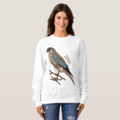 アメリカのケストレル鳥の漫画イラストレーション スウェットシャツ (正面フル)