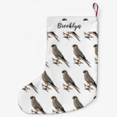 アメリカのケストレル鳥の漫画イラストレーション スモールクリスマスストッキング (裏面)