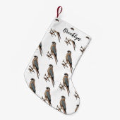 アメリカのケストレル鳥の漫画イラストレーション スモールクリスマスストッキング (正面 (吊り時))