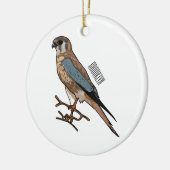 アメリカのケストレル鳥の漫画イラストレーション セラミックオーナメント (左)