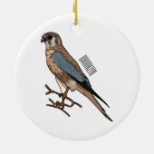 アメリカのケストレル鳥の漫画イラストレーション セラミックオーナメント (裏面)