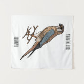 アメリカのケストレル鳥の漫画イラストレーション タペストリー (正面(横))