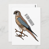 アメリカのケストレル鳥の漫画イラストレーション ポストカード (正面/裏面)