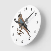 アメリカのケストレル鳥の漫画イラストレーション ラウンド壁時計 (傾斜)
