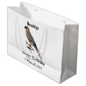 アメリカのケストレル鳥の漫画イラストレーション ラージペーパーバッグ (正面アングル)