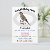 アメリカのケストレル鳥の漫画イラストレーション 招待状 (スタンド正面)