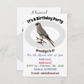 アメリカのケストレル鳥の漫画イラストレーション 招待状 (正面/裏面)