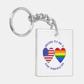 アメリカのゲイとして誇りに思う キーホルダー (正面左)