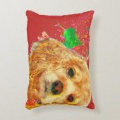 アメリカのコッカースパニエル犬と水色 アクセントクッション (正面(垂直))