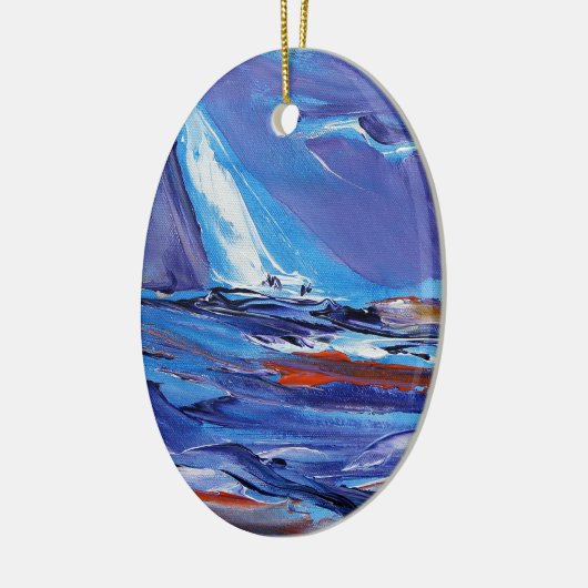 アメリカのコップのヨットに乗ること セラミックオーナメント (左)