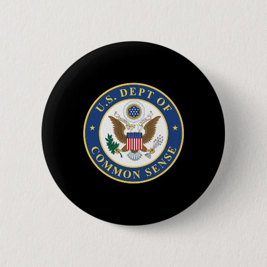 アメリカのコモンセンス省 - おもしろUSAトランプ 缶バッジ (正面)