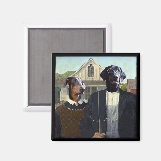 アメリカのゴシックおもしろいドバーマン犬マグネット マグネット (正面/裏面)