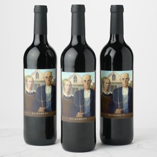 アメリカのゴシックファインアート油彩画 ワインラベル (ボトル)