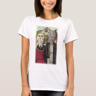 アメリカのゴシック様式のかわいい漫画クラシック猫芸術 Tシャツ