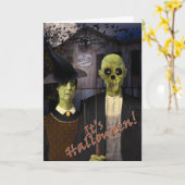 アメリカのゴシック様式のハロウィーン カード (黄色い花)