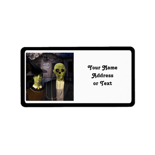 アメリカのゴシック様式のハロウィーン ラベル (正面)