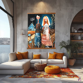 アメリカのゴシック様式の再考：お洒落抽象芸術・アート 吊り下げ型タペストリー