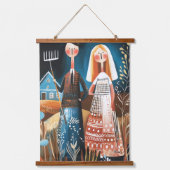 アメリカのゴシック様式の再考：お洒落抽象芸術・アート 吊り下げ型タペストリー (正面)