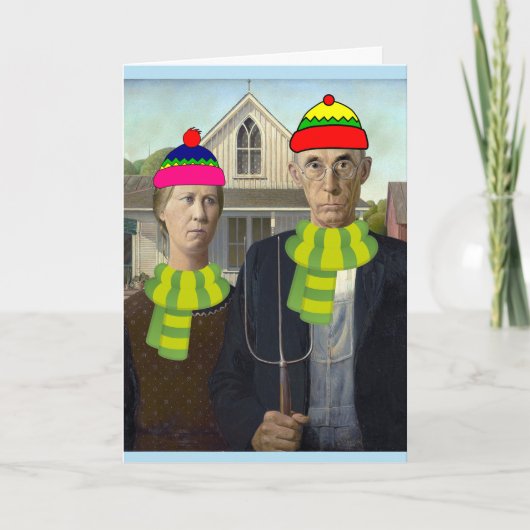 アメリカのゴシック様式の冬の結婚式おめでとうカード カード (正面)