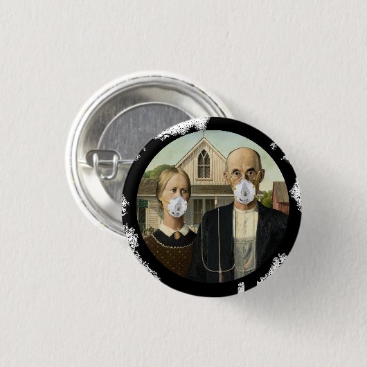 アメリカのゴシック様式の着るコロナN95マスク 缶バッジ (正面&裏面)