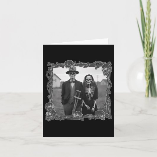 アメリカのゴシック様式の骨格ハロウィーンの衣装 カード (正面)