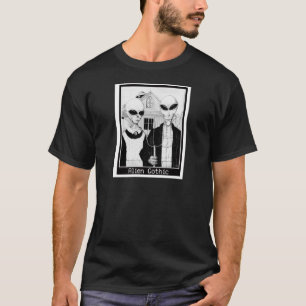 アメリカのゴシック様式の、外国のポートレート、エイリアン Tシャツ