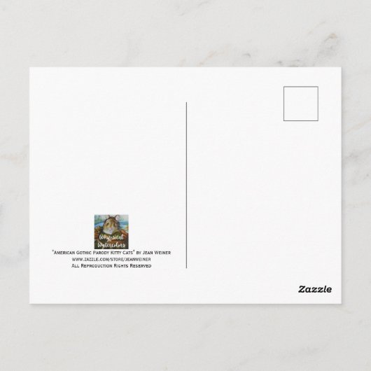 アメリカのゴシック絵画様式パロディの水彩画 ポストカード (裏面)