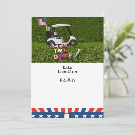 アメリカのゴルファーのためのゴルフ4th 7月の独立記念日 セーブザデート (スタンド正面)