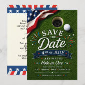 アメリカのゴルファーのためのゴルフ7月4日独立記念日 セーブザデート (正面/裏面)