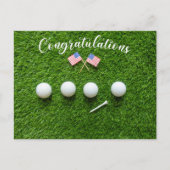 アメリカのゴルファーへのゴルフ祝賀 旗付き ポストカード (正面)