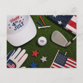 アメリカのゴルファーをテーマにした7月4日のゴルフボール ポストカード