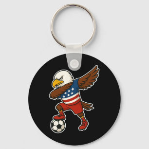 アメリカのサッカーの面白いダビングLdワシ - アメリカ国旗サッカ キーホルダー