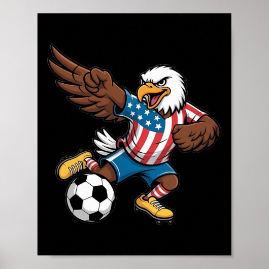 アメリカのサッカーの面白いダビングLdワシ - アメリカ国旗サッカ ポスター (正面)