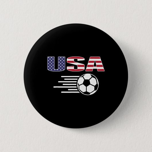 アメリカのサッカー愛好家ジャージ - USA フラッグ フットビー 缶バッジ (正面)