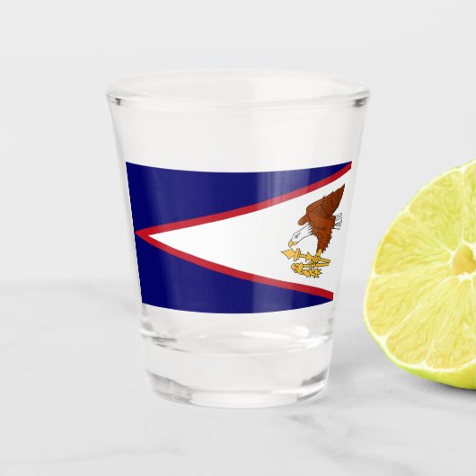 アメリカのサモア国旗と愛国的なショットグラス ショットグラス (正面)