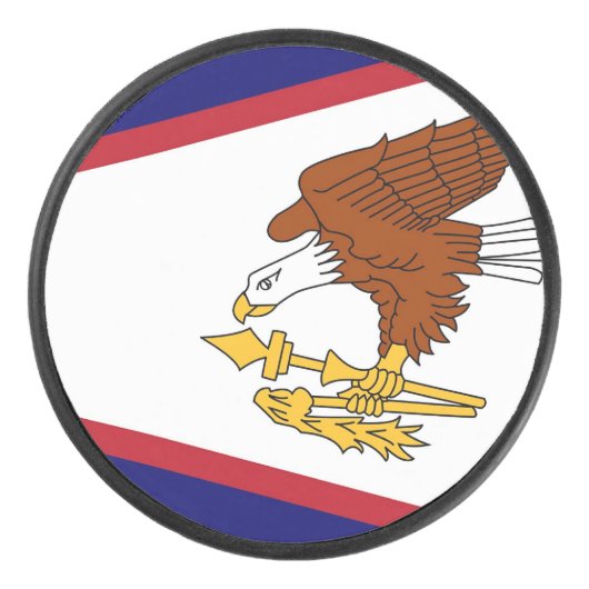 アメリカのサモア国旗と愛国的なホッケーパック アイスホッケーパック (正面)