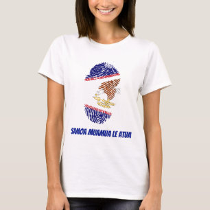 アメリカのサモア国旗の指紋 Tシャツ